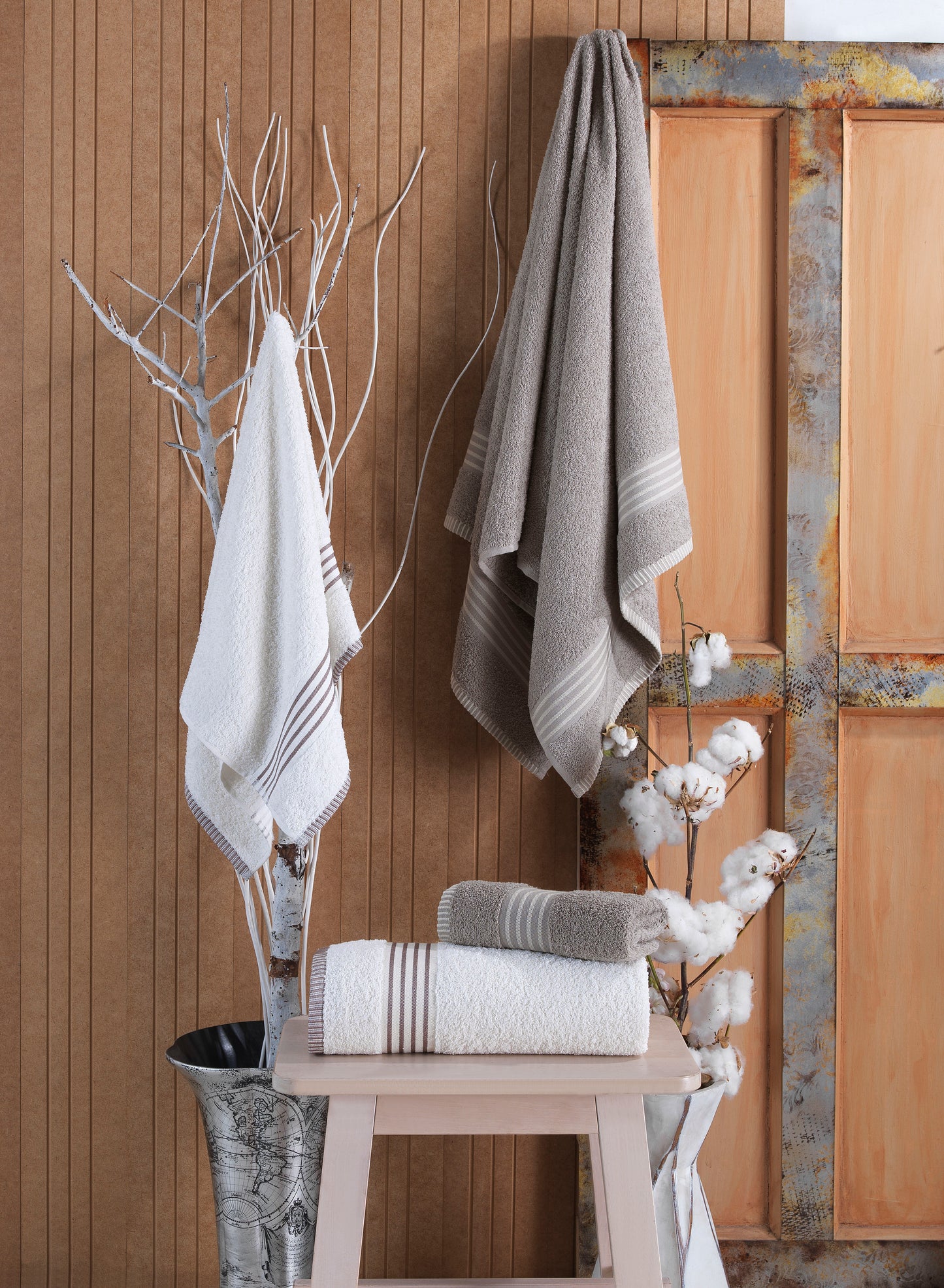 Oscar - Taş/Krem Havlu Hamam Seti