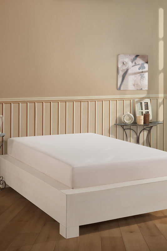 Pamuklu Lastikli Çarşaf 160x200 cm Çift Kişilik Bej | 2 Al 1 Öde