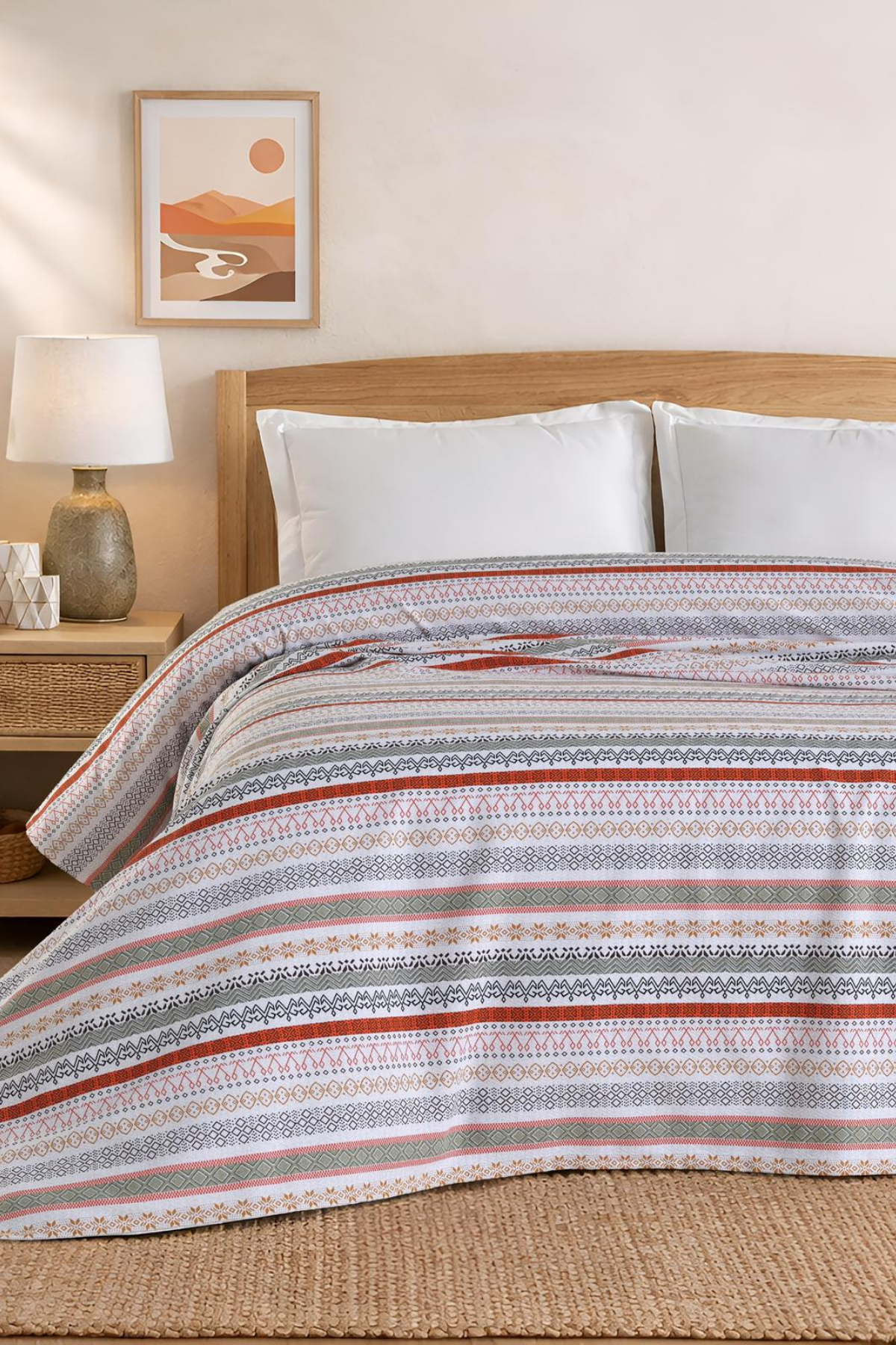 Tek Kişilik %100 Pamuk Pike | Etnik Desen Pike