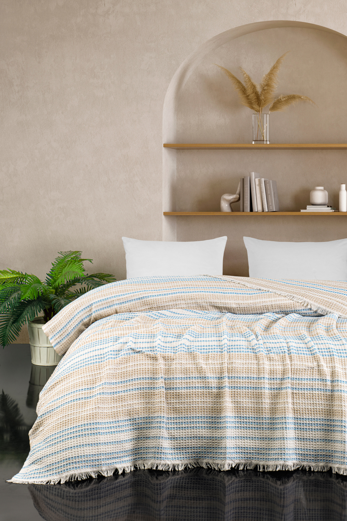 Çift Kişilik Pike Ekose Sarı Hotiç