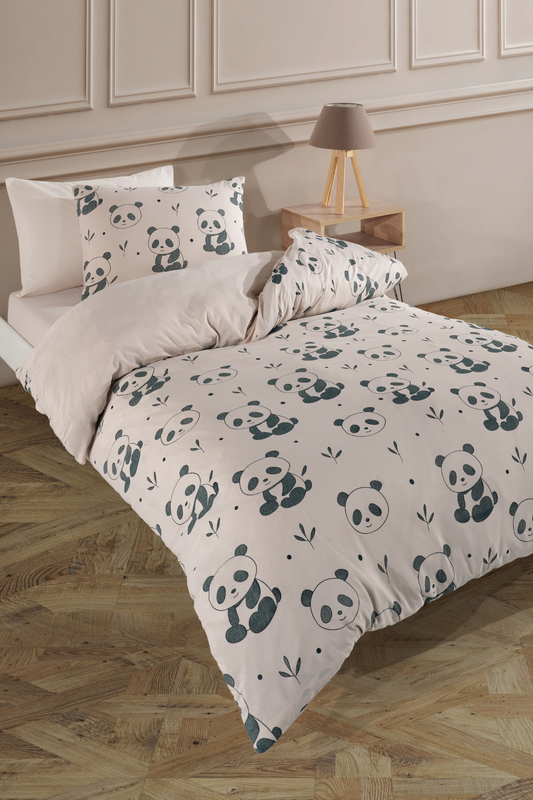 Pamuklu Panda Desen Nevresim Takımı