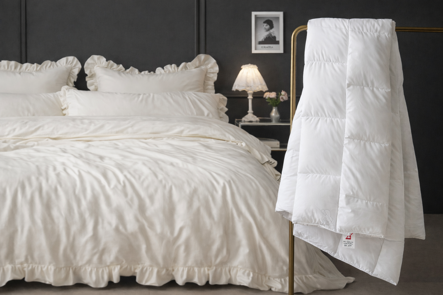 Nevresim Takımı + Yorgan Seti |Fırfırlı Krem Model + Micro Yorgan