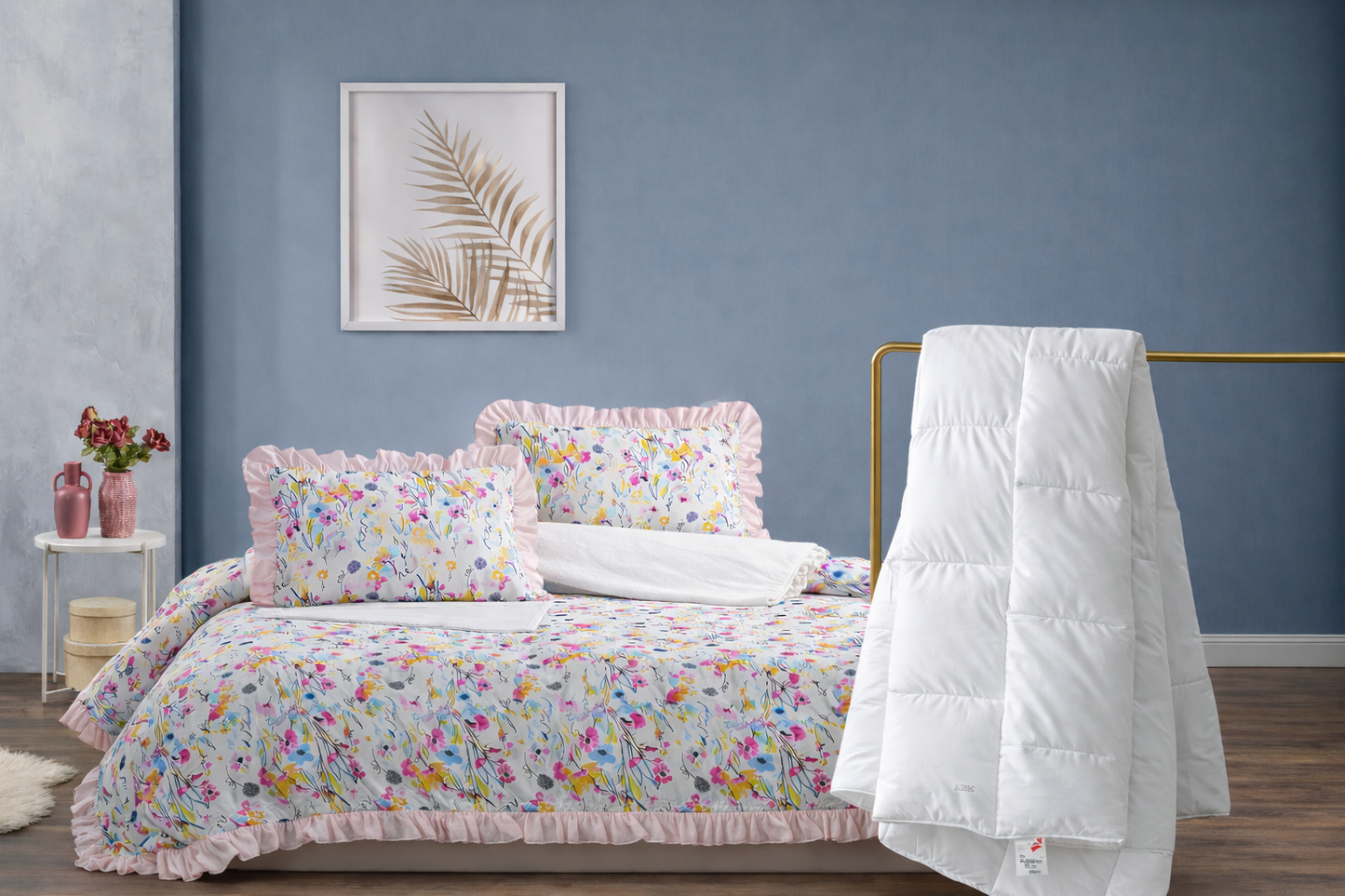 Nevresim Takımı + Yorgan Seti |Fırfırlı Rain Model + Micro Yorgan