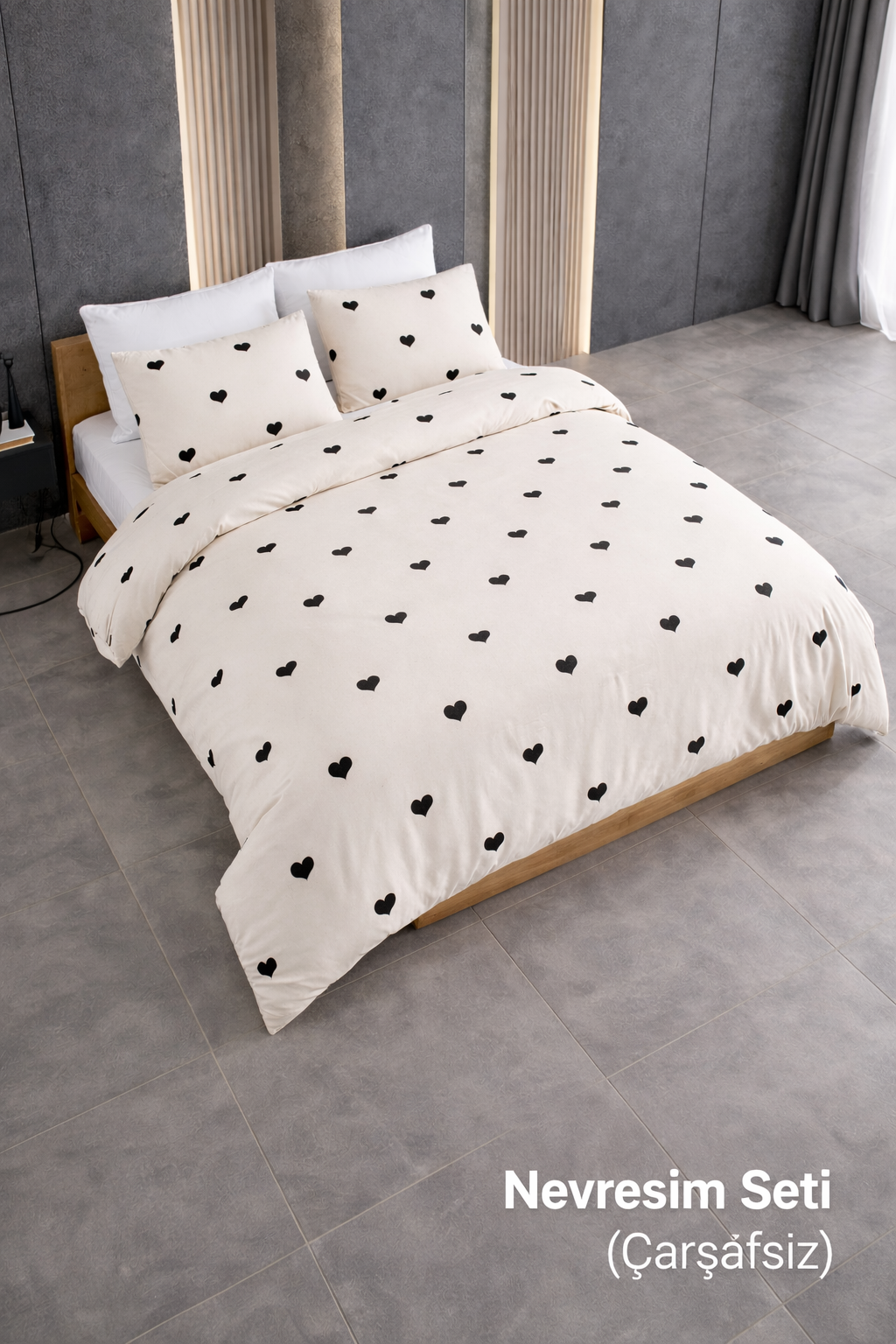 Siyah Kalpli Nevresim Seti | Çarşafsız