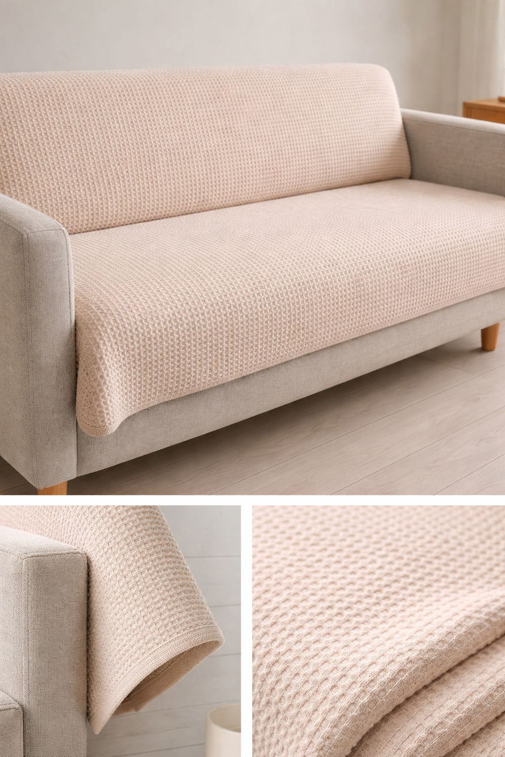 Koltuk Örtüsü | Kaydırmaz Sünger Tabanlı 170x210 Cm Bej