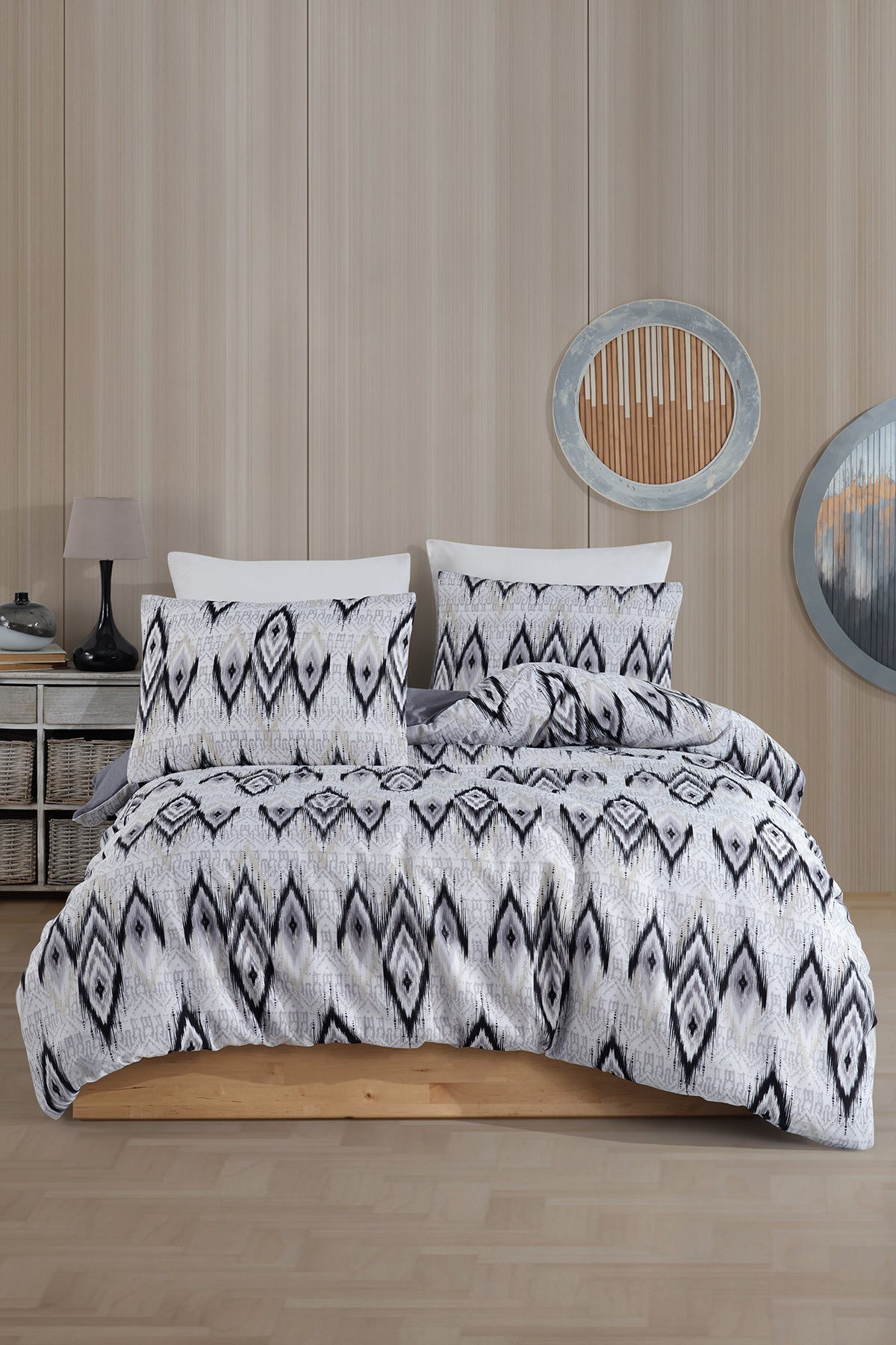 Çift Kişilik Lastikli Çarşaflı Nevresim Takımı | Gölge