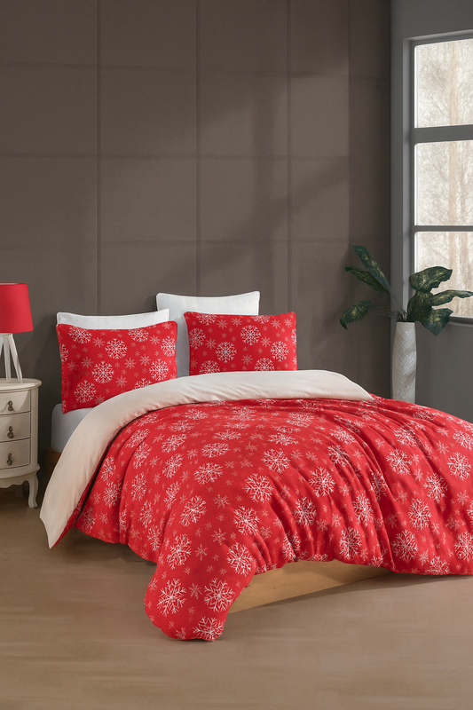 Çift Kişilik Lastikli Çarşaflı Nevresim Takımı | Kar Tanesi