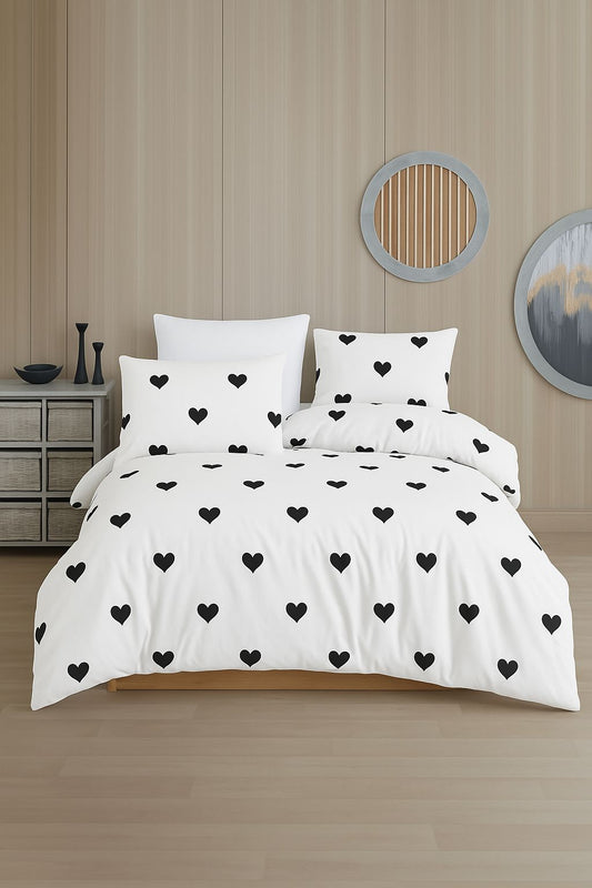 Siyah Kalpli Nevresim Takımı | Lastikli Çarşaflı | Tam Takım