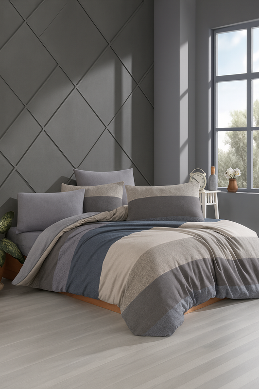 Vision Model |Çift Kişilik Lastikli Çarşaflı Pamuklu Nevresim Takımı | Vision Model