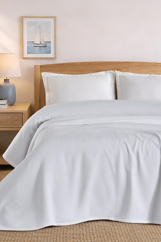 Çift Kişilik %100 Pamuk Pike | Beyaz