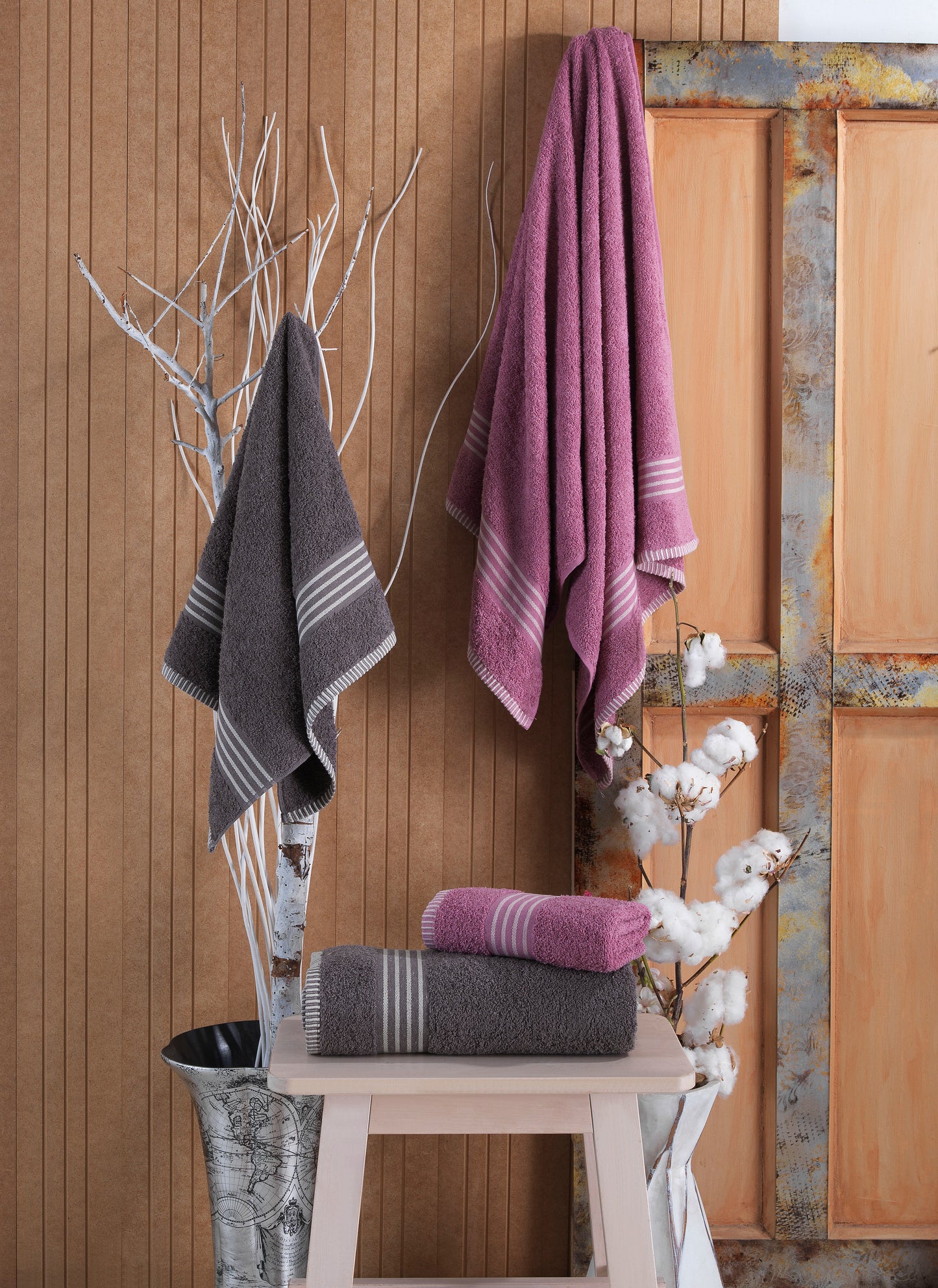 Oscar - Mürdüm / Antrasit Havlu Hamam Seti