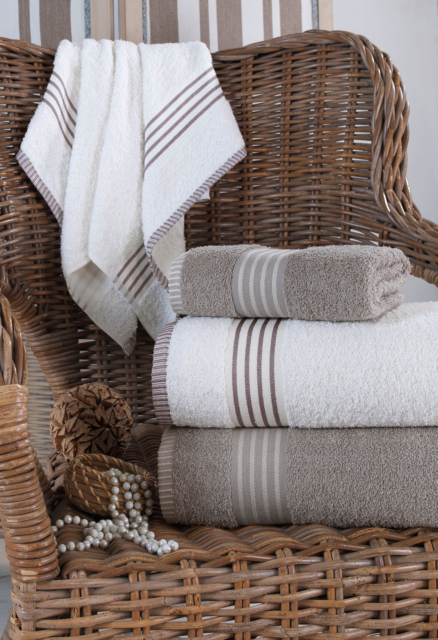 Oscar - Taş/Krem Havlu Hamam Seti