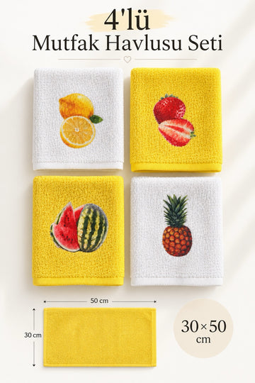 4'lü Mutfak Havlusu Seti Fruit - 30x50 cm