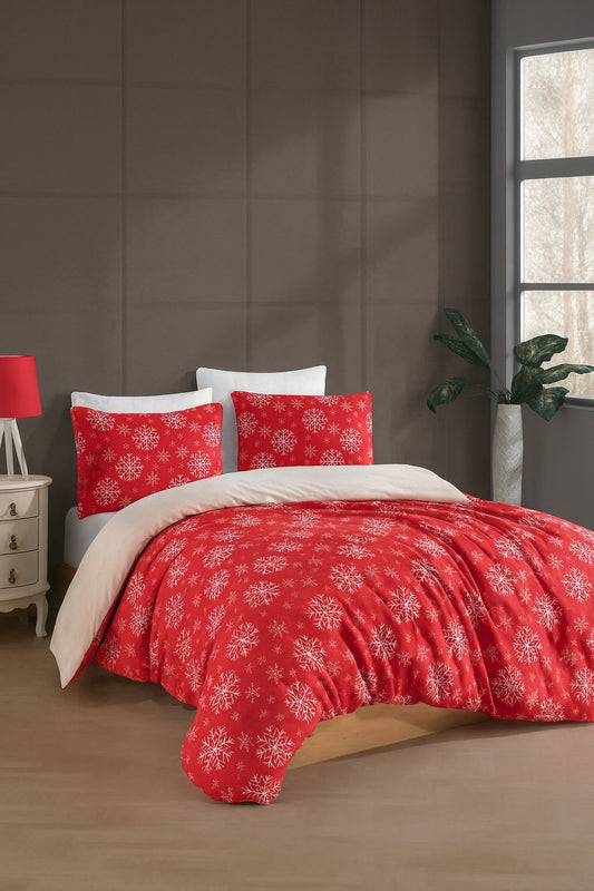 Çift Kişilik Lastikli Çarşaflı Nevresim Takımı | Kar Tanesi