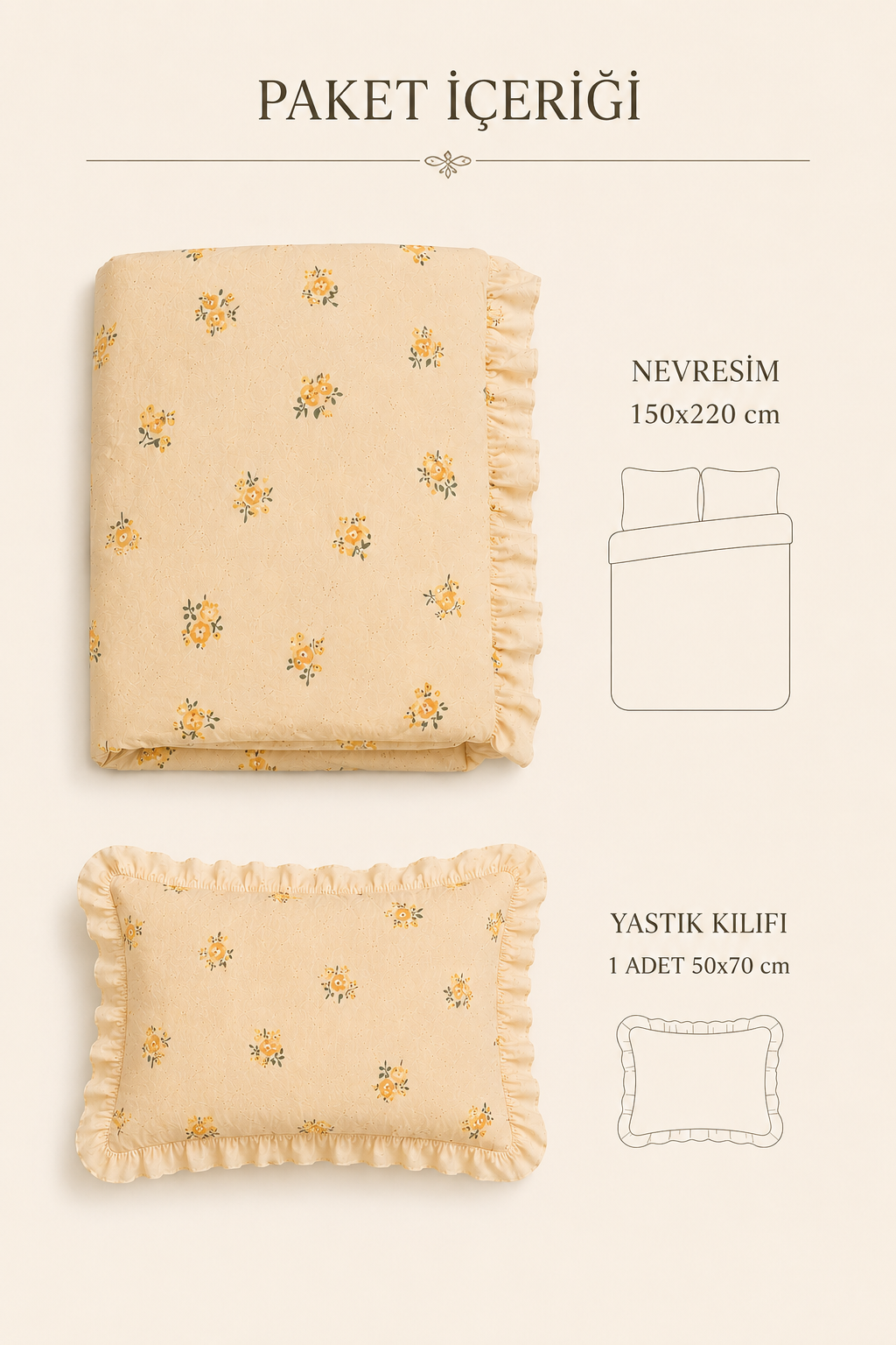 Tek Kişilik Nevresim Seti | Fırfırlı Papatya