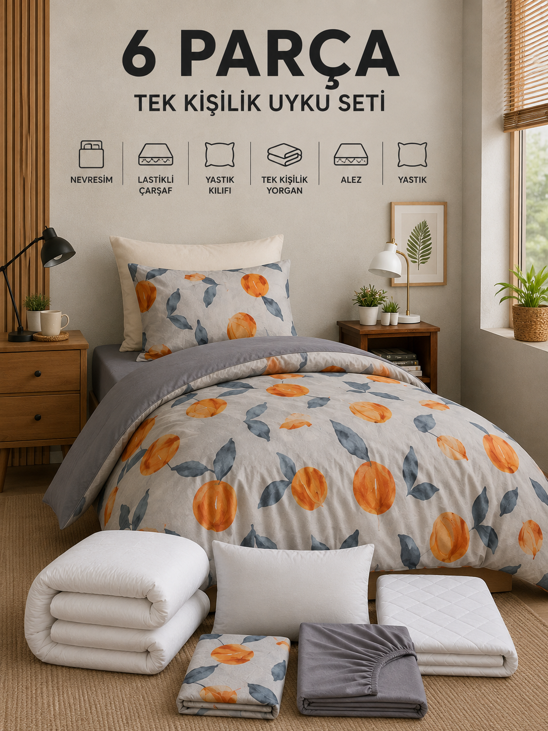 6 Parça Tek Kişilik Uyku Seti |Fresh