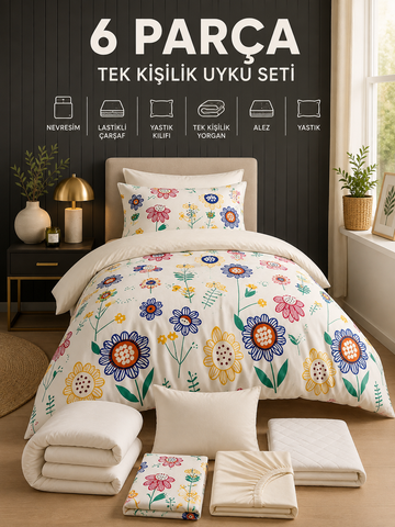 6 Parça Tek Kişilik Uyku Seti |Story
