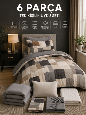 6 Parça Tek Kişilik Uyku Seti | Umber