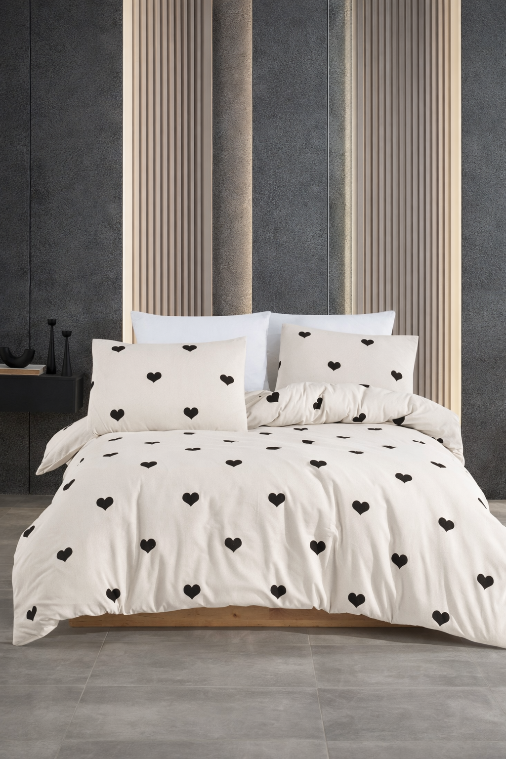 Siyah Kalpli Nevresim Takımı | Lastikli Çarşaflı | Tam Takım