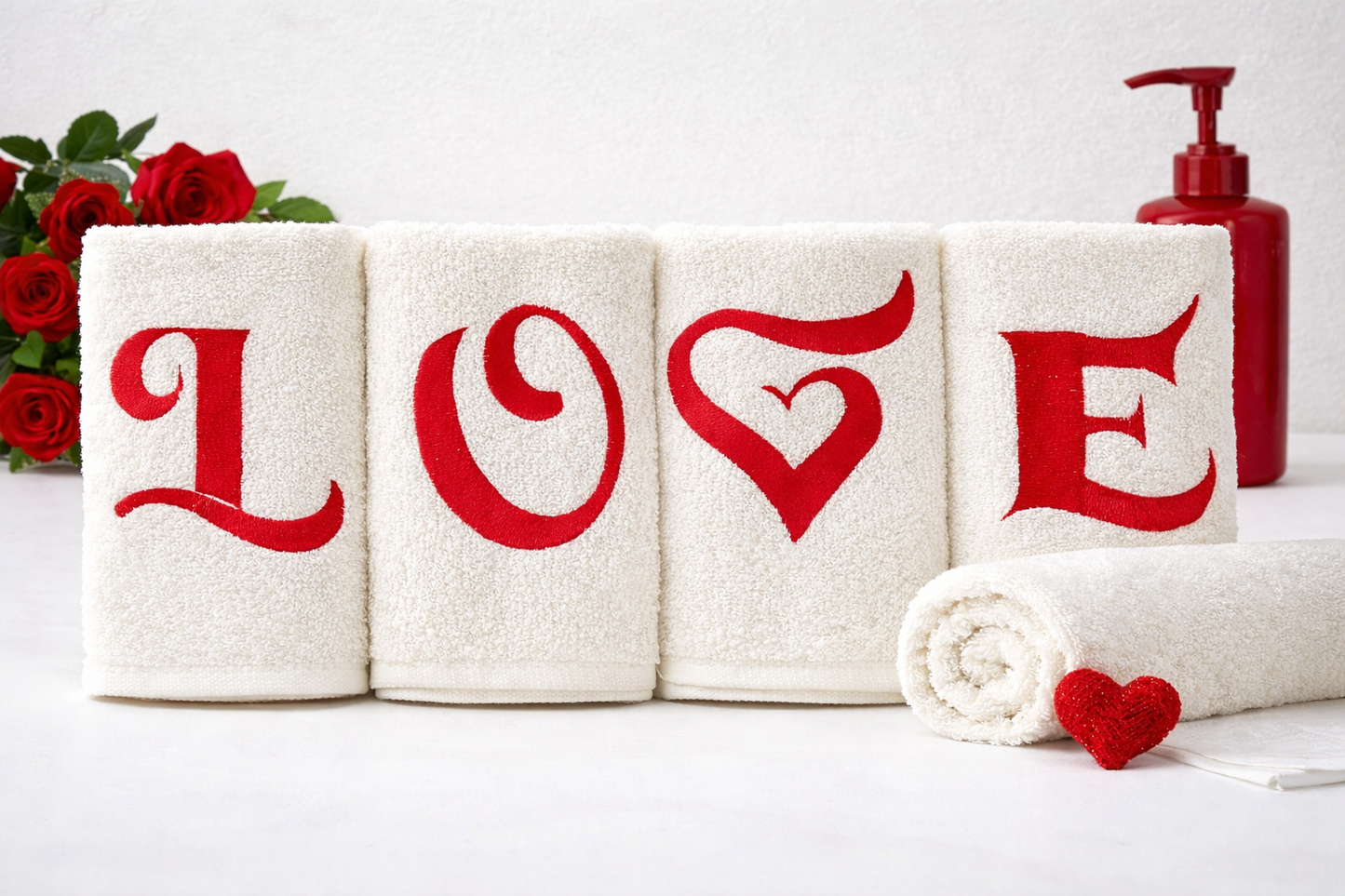 4 Parça Nakışlı Havlu Seti | 30x50 Cm