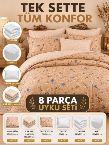 8 Parça Full Paket Uyku Seti – Hazır Yatak Deneyimi Grove