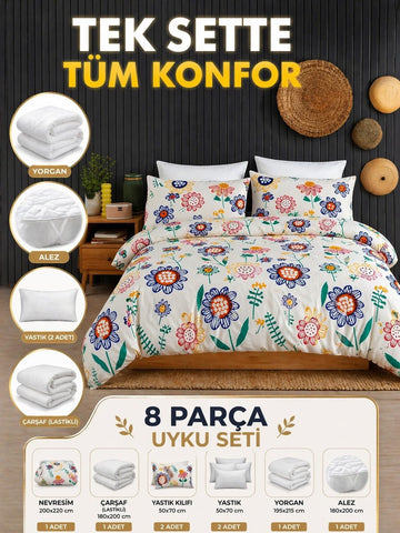 8 Parça Full Paket Uyku Seti – Hazır Yatak Deneyimi Story