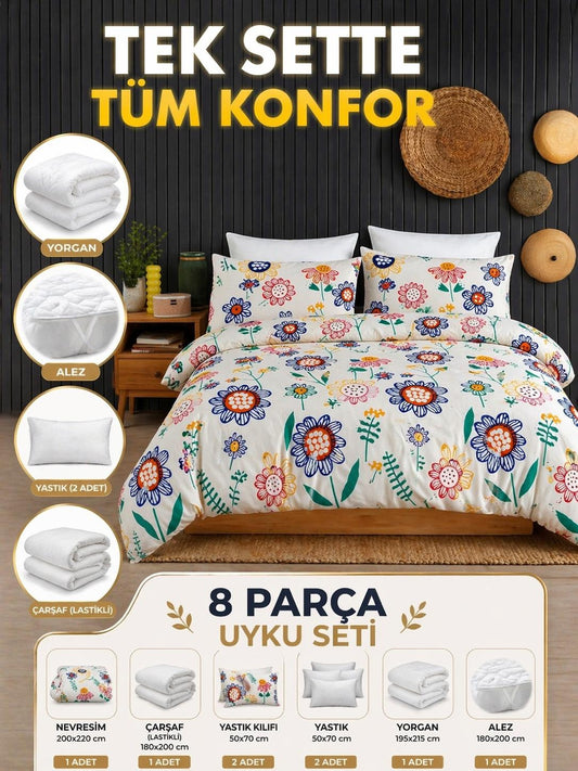 8 Parça Full Paket Uyku Seti – Hazır Yatak Deneyimi Story
