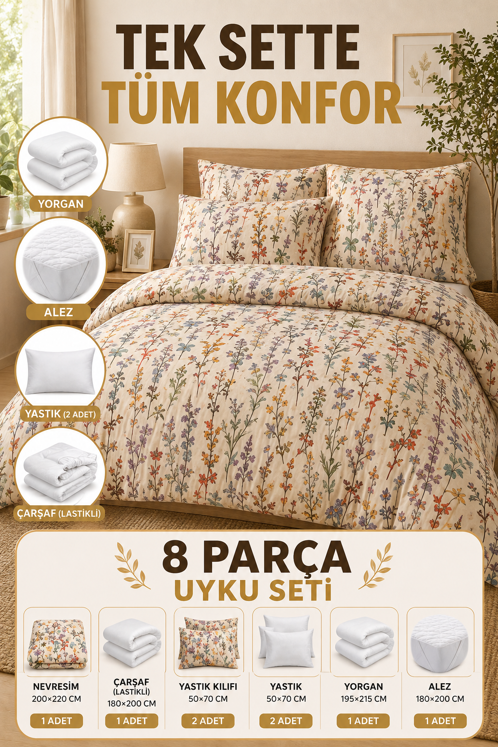 Botanik 8 Parça Uyku Seti