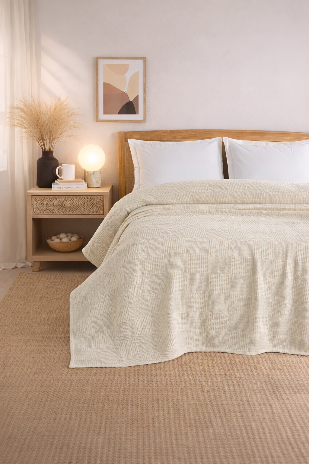 Tek Kişilik %100 Pamuk Pike | Bej Pike