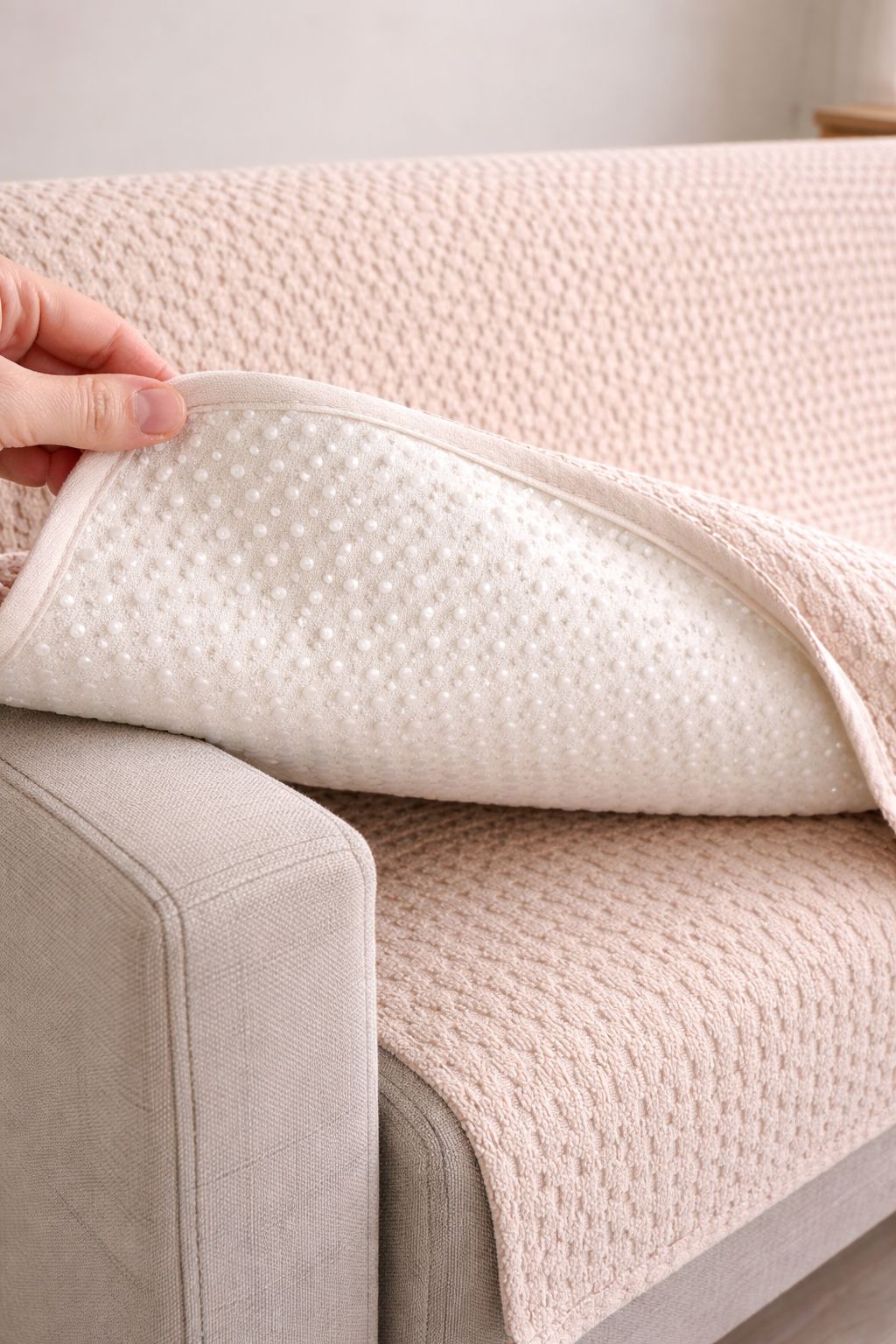 Koltuk Örtüsü | Kaydırmaz Sünger Tabanlı 170x210 Cm Bej