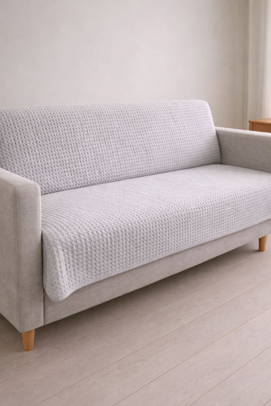 Koltuk Örtüsü | Kaydırmaz Sünger Tabanlı 170x210 Cm Açık Gri