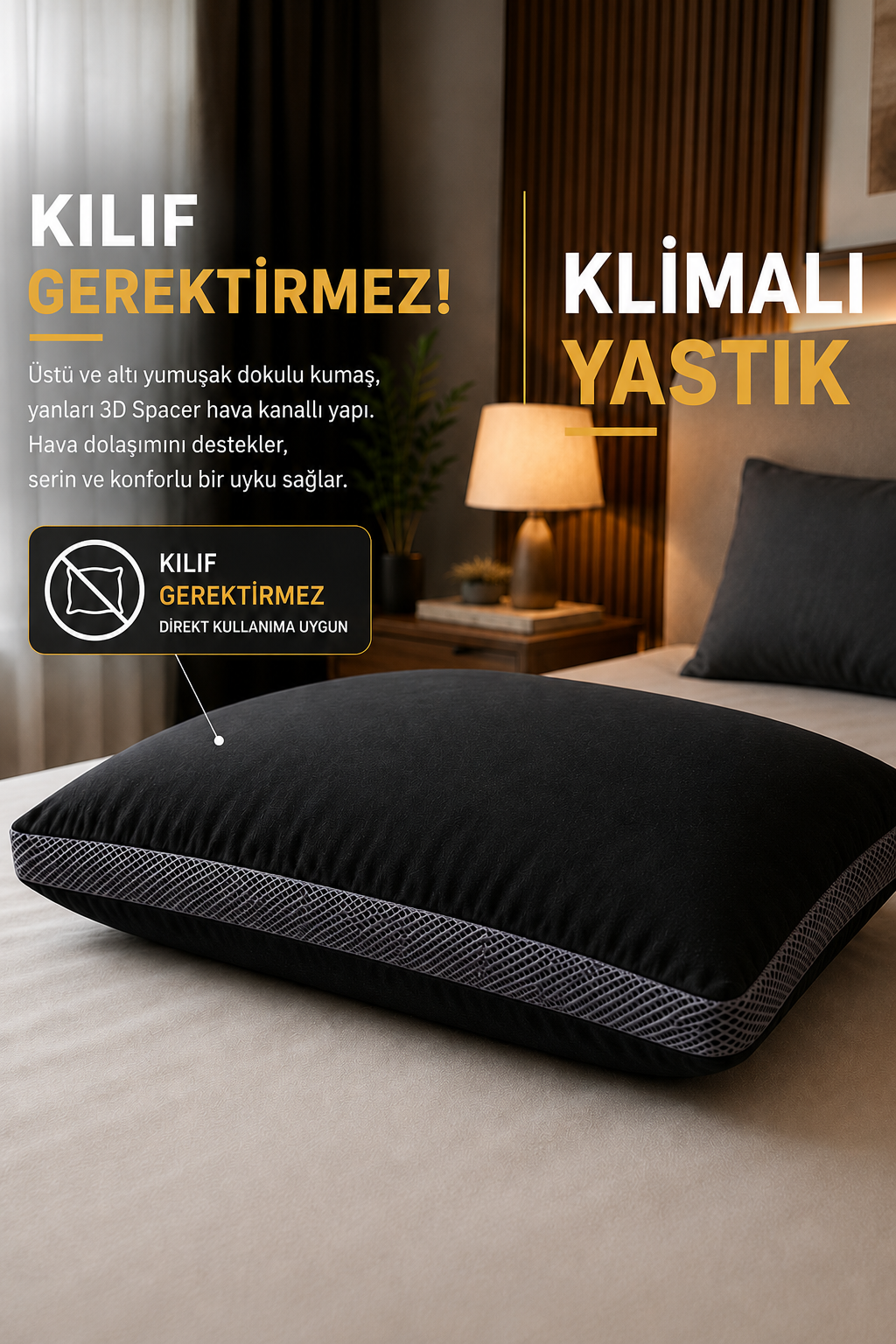 Klimalı Fermuarlı Yastık | Kılıf Gerekmez 2 Adet