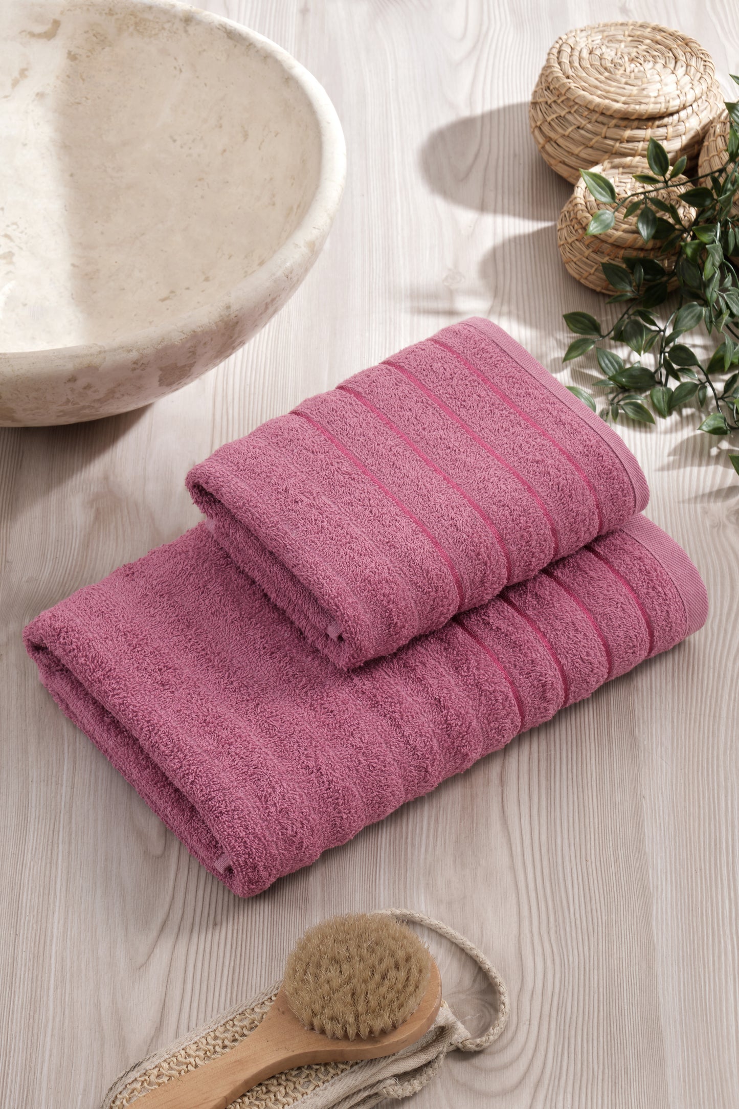 2 Li Havlu Banyo Takımı | Dalga Model Mürdüm
