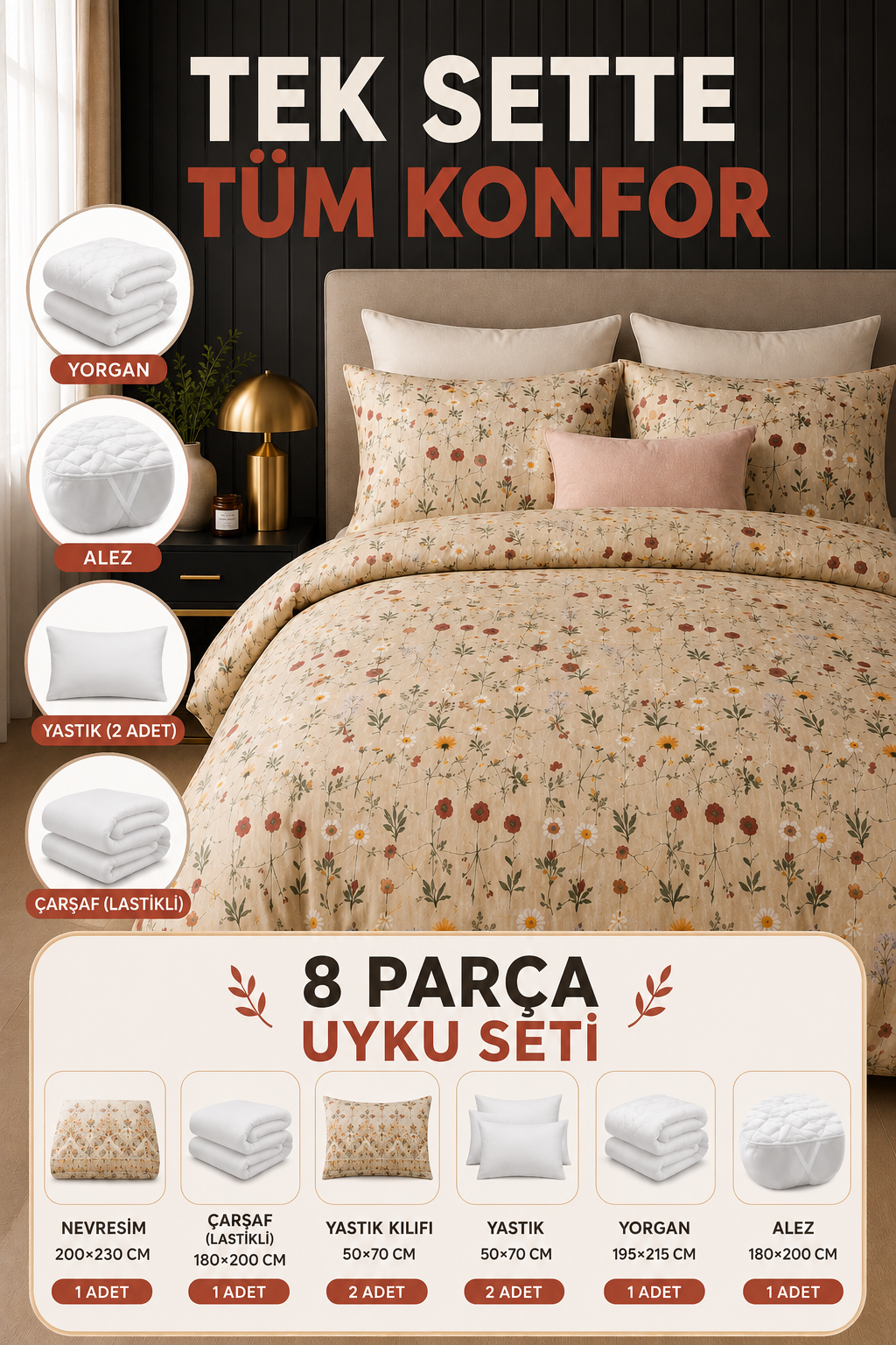 Reddy 8 Parça Uyku Seti